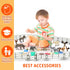 TOYMANY 20PCS Corral Fencing Panel Accessories Playset with 2 Gates for Barn Paddock Horse Stable
