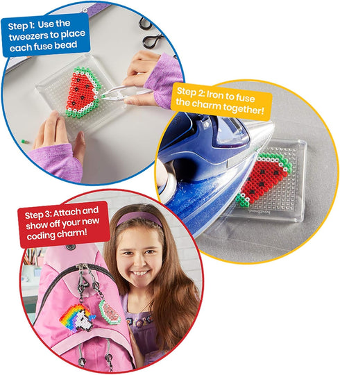 hand2mind-93398 Coding Charms, 15 Science Experiments, Activity Book, Fuse Bead Kit for Kids Ages 8-12