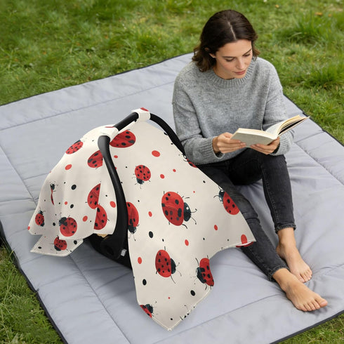 Mazeann Cute Ladybugs Dot Car Seat Cover Baby Breathable Soft Infant Carseat Covers Canopies Babies Carrier Covers