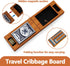 Set 2-Track 6 Small Size Travel Wooden Cribbage Board Game Foldable Cribbage with Magnetic Storage, Metal Pegs & Full