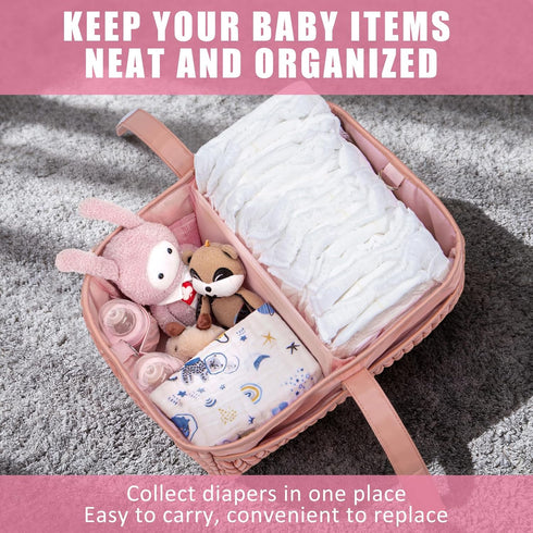 HLWDFLZ Baby Diaper Caddy Organizer - Large diaper basket with Adjustable Shoulder Strap, Portable Car Travel Tote Bag