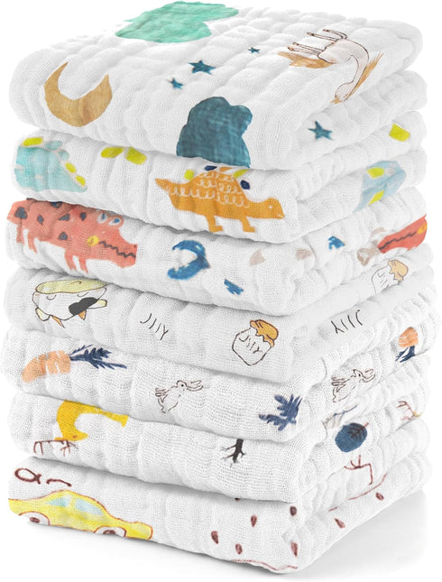 EMSAAG Muslin Baby Washcloths Pack of 7-Soft Sweat Cloths for Newborn,Absorbent Baby Bath