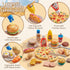 Sets Play Food for Kids Kitchen, Wheat Straw Pretend Food Toys with Kids Picnic Basket and Picnic Blanket, Cutting Toy