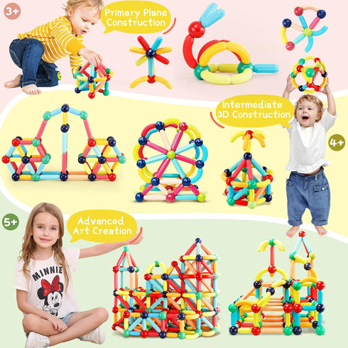 STEMTiles 3 Set Magnetic Building Blocks Montessori Magnet Toys for Toddlers Kids, Preschool Learning STEM Sensory Toys