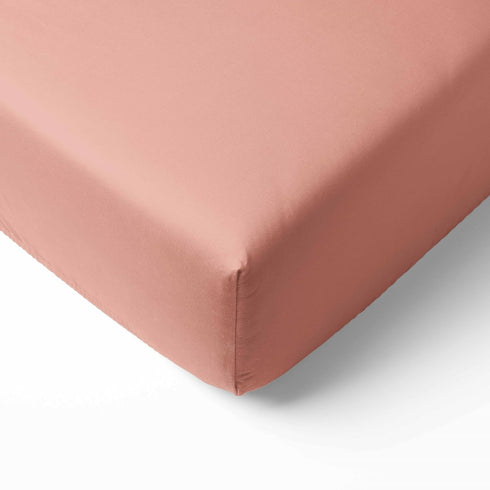 100% Cotton Crib Fitted Sheet - Olivia Tribal Solid Coral - Silky