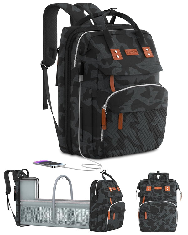 ISMGN Diaper Bag Backpack with Changing Station, Large Diaper Bag, Multifunctional Diaper
