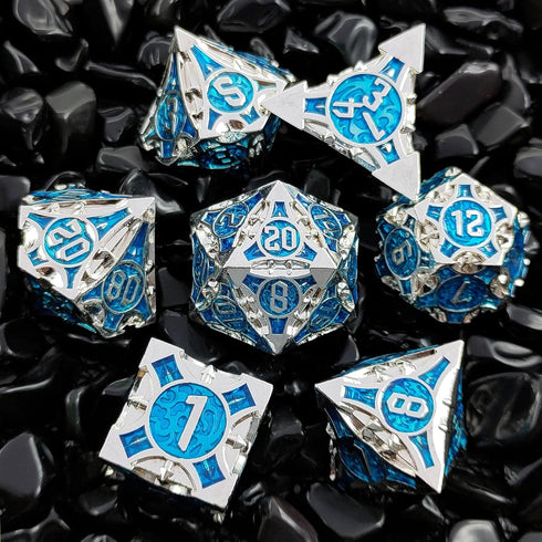 7 Pcs Metal Dice Set for D&D, Dungeons and Dragons RPG, DND Cthulhu Polyhedral Dice