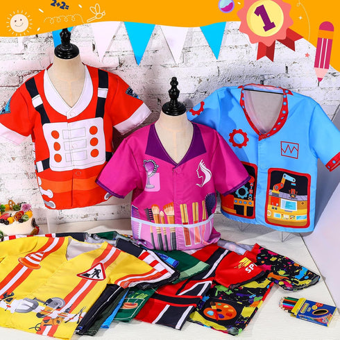 Jiuguva 12 Pcs Kids Community Helper Dress Up Clothes - Pretend Play Costume Set