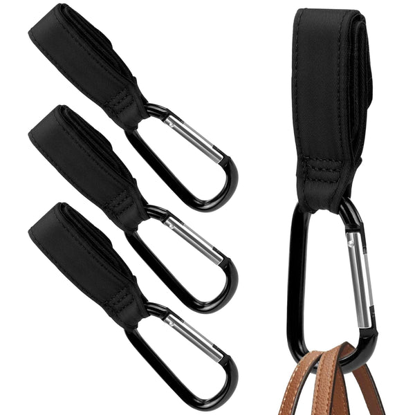 Maplefield Baby Stroller Hooks with Large Carabiner Clip, 4 Pack for Organizing Diaper Bags and Purses