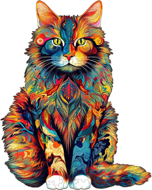 Advanced Maine Cat Wooden Puzzle for Adults, Unique Shape Jigsaw Puzzles, Perfect for Birthday Family (8.3 x 6.6in