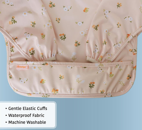 Torange Waterproof Long Sleeve Bib Machine Washable Baby Bibs for Eating Baby Smock Bib for Toddler BLW Supplies