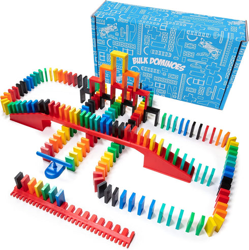 Bulk Dominoes Pro-Domino Kit | STEM STEAM Small Toys, Family Games for Kids, Building and Toppling Sets