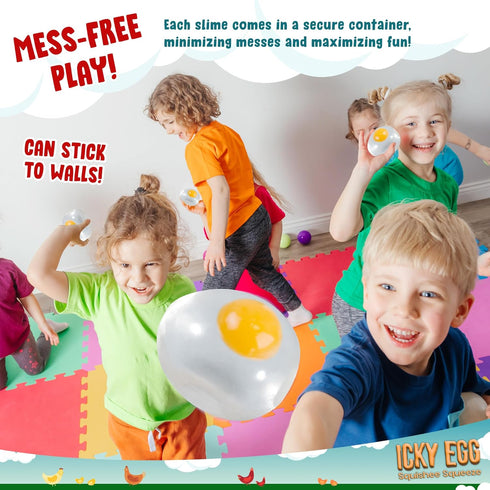 Namre' (4-Pack) Squishy Ball Funky Splat Eggs Namre Clear Egg Yolk Stress Relief Toys Squeeze Fidget Toys for Kids