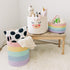 OrganiHaus Pastel Rainbow Nursery Storage Basket, Cotton Rope Toy & Diaper Caddy Organizer with Handles, Baby Diaper