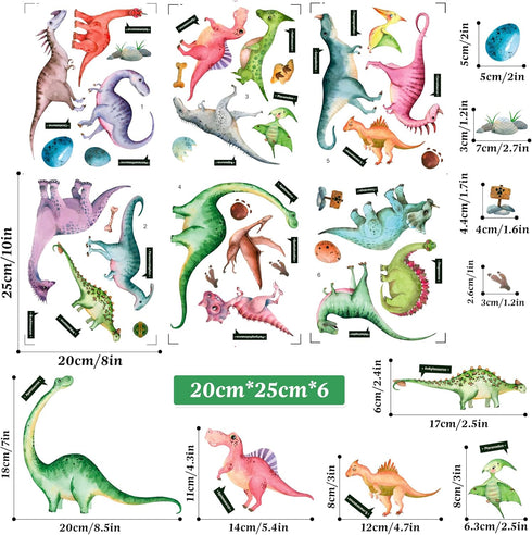 Glow in The Dark Dinosaur Wall Decals, Luminous Removable Stickers for Boys Bedroom Decoration, Kids Birthday Gift