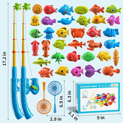Xelabrion 3-5 4-8, 3 4 5 6 7 8 Magnetic Fishing Game Toys for Kids Toddlers Water Table Bathtub Toys with Pole Rod Net