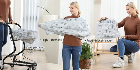 Multi-use Carseat Canopy Cover, Baby Car Seat Covers, Breastfeeding Cover (Grey Grove)