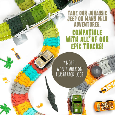 JITTERYGIT Replacement Cars for Tracks, Extra Race Car Accessories for Dinosaur Race Track, 2 Jeeps Pack