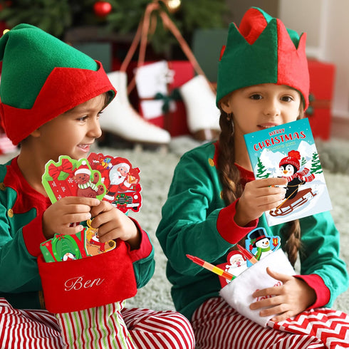 Stuffer24Set BenLouis Christmas Party Favors for Kids Xmas Classroom Gifts Prize Stockings Filler Coloring Books Bulk