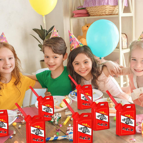 12 Pack Set 17 oz Mifoci Race Car Fuel Can Cups Fuel Can Drinking Cups with Straw Racing Theme Birthday Party Favor