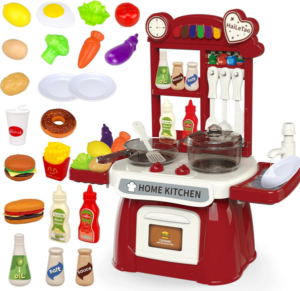 Kitchen Set for Toddler with Sound and LightPretend Cooking Food Set,Kids Kitchen