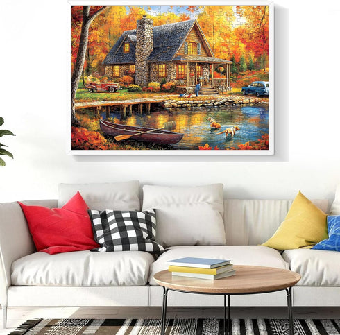 WSCXSC 300 300 20.5x15IN Piece Puzzles for Adult Jigsaw Puzzles Yellow Forest Boat Puzzle Pieces Jigsaw Puzzles