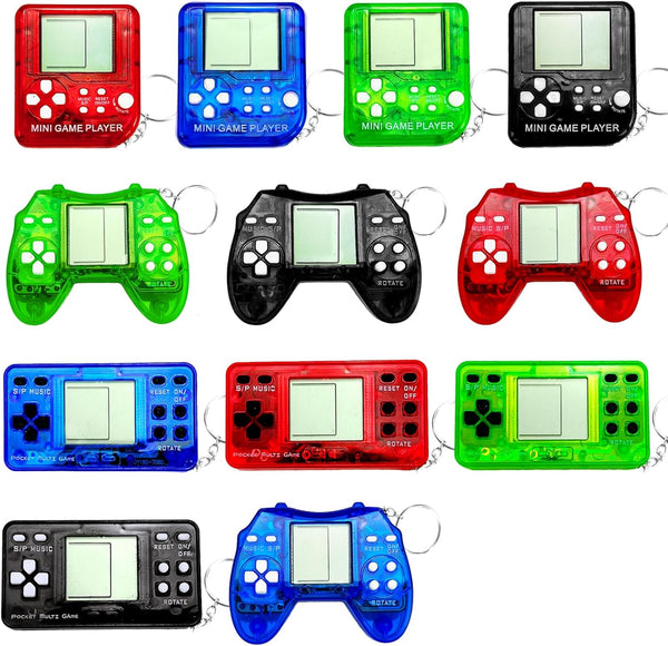 Video Game Party Favors - Keychain Birthday Gaming Gifts, Mini Game Console for Kids (12Pcs)