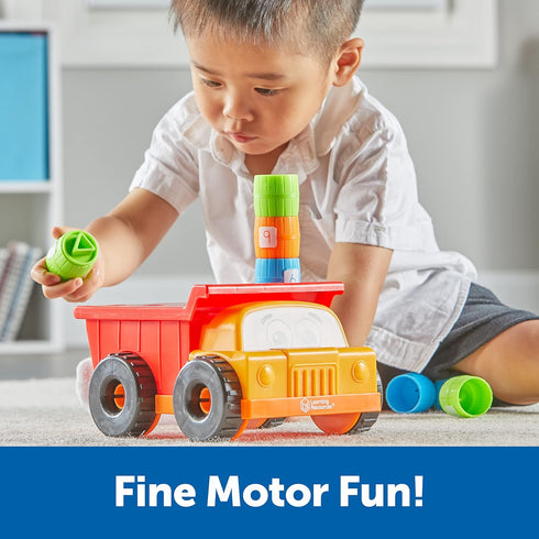 Learning Resources Tony the Peg Stacker Dump Truck, 10 Pieces Fine Motor Skills Toy for Toddlers, Ages 18+ Months