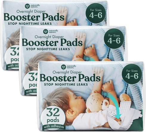 Naturally Nature Overnight Diaper Booster Pads, Stops Overnight Leaking, Diaper Liners for