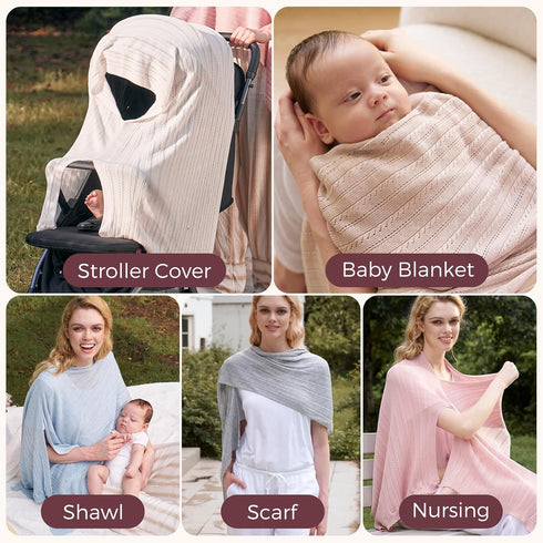 Momcozy Ultra-Light Nursing Cover for Breastfeeding, Soft Breathable Tencel Lyocell Fabric, Multi-Use Feeding Shawl