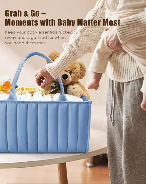 2-Pack SWEET DOLPHIN Baby Diaper Caddy Organizers, Stylish Storage Baskets for Newborn Essentials, Diaper Station & Car