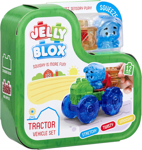 Set 12 2+ Jelly Blox Tractor | Includes Pieces | Toddler & Preschool Building Blocks Kids Can Squeeze, Stretch, Squish