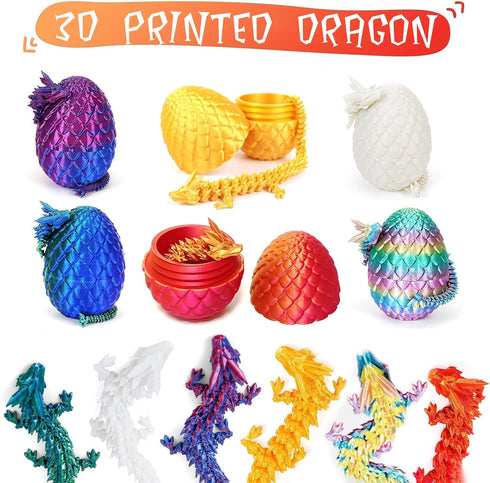 Apear1 6 3D 3D 3D Set (Multicolor-6pcs) Pcs Printed Dragon Eggs with Dragon Inside, Mini Dragon Egg Fidget Toy