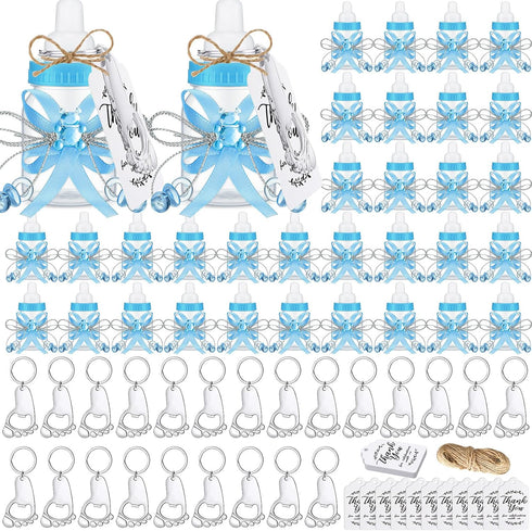 Sunnyray 150 Pcs Baby Shower Party Gift Bottles Games, 50 Mini Milk Bottles, 50 Thank You Tags