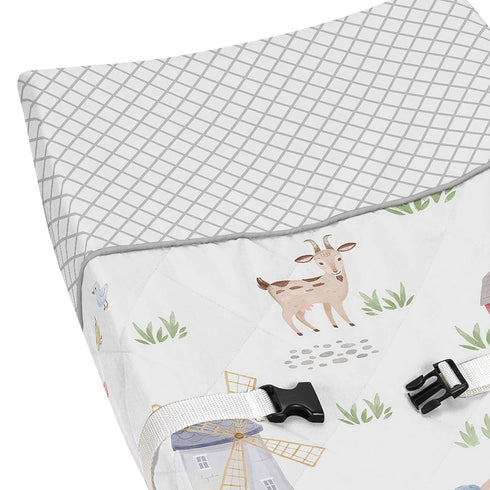 Sweet Jojo Designs Farm Animals Boy or Girl Baby Nursery Changing Pad Cover - Watercolor Farmhouse Lattice Horse Cow