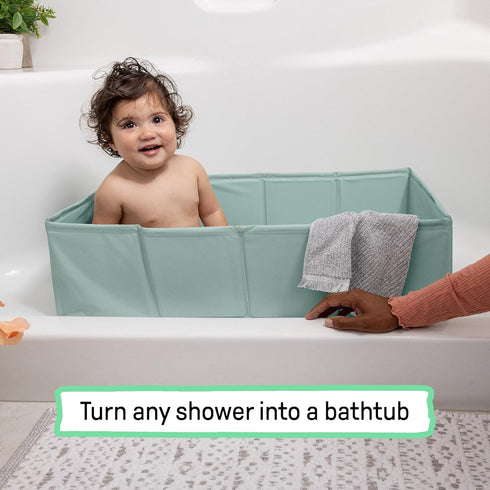 12M-5Y, Ingenuity Tuckaway Toddler Folding Tub, Converts Shower to Tub, Folds to Store, Easy to Clean, No Assembly