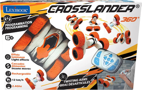 Lexibook Crosslander Luminous Terrain Car: Wrist Remote, Rechargeable Electronic Action Kit, White/Orange Color