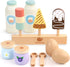 Pillowhale 12-Piece Wooden Dairy & Ice Cream Play Food Set Pretend Fridge