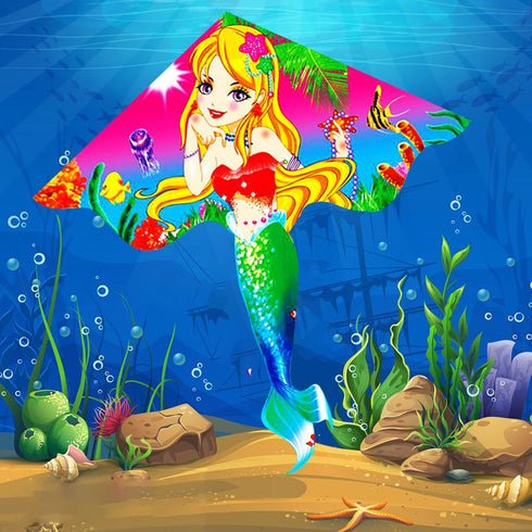 HENGDA KITE Beautiful Mermaid Kite for Kids, Easy to Fly and Assemble