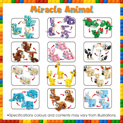 24 Packs Set 6+ DMIGHT Animal Party Favors for Kids, Mini Animal Building Block Toy for Goodie Bag Fillers Classroom