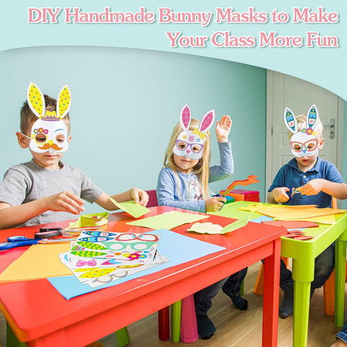 24 Packs Easter Bunny Mask Craft Kits for Kids Easter Crafts and Activities for Pretend Play Bunny Mask Bunny Stickers