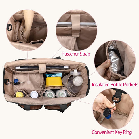 Pack Fasrom Breast Pump Travel Bag with Laptop Sleeve Bundle with Baby Bottle Cooler Bag with Ice for Working Moms