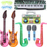 Inflatable Musical Party Props - Guitar, Saxophone, Microphone Balloons for 70s 80s 90s Birthday Decor