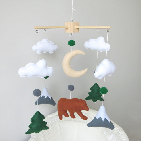 Goukurlsma Woodland Mobile for Crib Bear Baby Mobile for Crib Woodland Crib Mobile for Boys Girls Forest Baby Nursery
