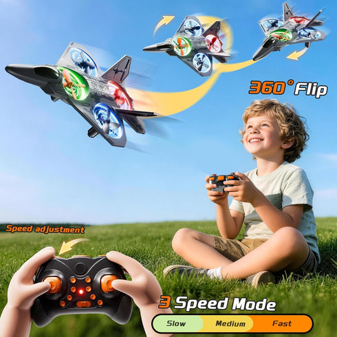 WATUDOU 2.4GHz 360 8-12 Mini Stunt Remote Control Plane Drone Toys with LED Lights RC Airplane Toys, Headless Mode