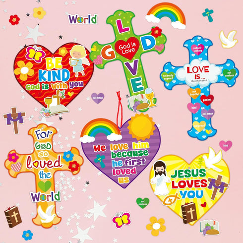 24 Sets John3:16 ceiba tree Religious Sunday School Crafts He is Risen DIY Christian Bible Jesus Scene Stickers Make