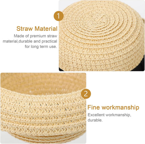 Mini Straw Hats for Dolls - Miniature Knitting Straw Hat, Natural Mini Hat for DIY Craft Dollhouse Decoration