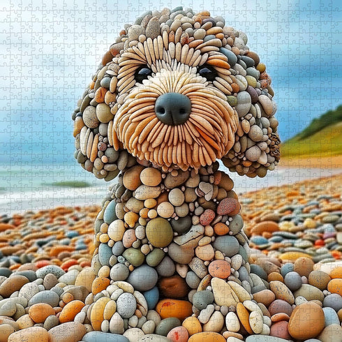 PICKFORU 1000 Summer Funny Dog Jigsaw Puzzles Pieces for Adults, Beach Guardian Dog Puzzle Cute, Interesting Seaside