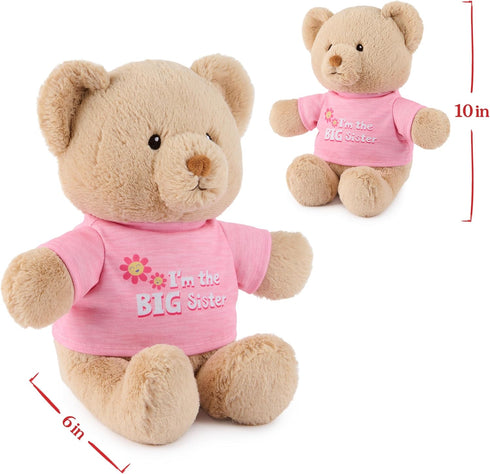 GUND 12” “I'm The Big Sister” Sustainable Message Bear, Tan Teddy Bear Made from 100% Recycled Materials