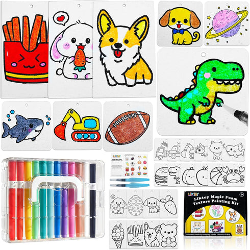 Liktoy Magic Foam Texture Painting Kit - 78pcs Arts and Crafts for Kids,